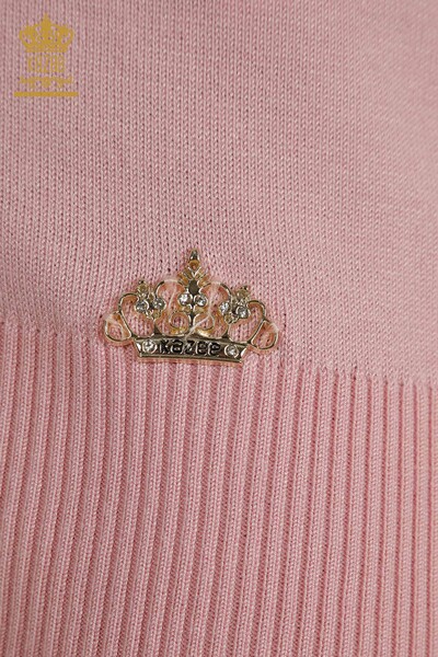 Tricotaj de damă cu ridicata Pulover cu guler înalt Roz de bază - 30613 | KAZEE - Thumbnail