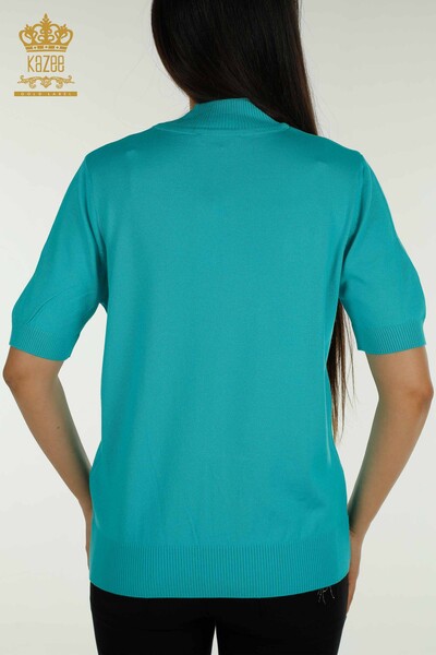 En-gros Tricotaj pentru femei Pulover Guler înalt Viscoză Turcoaz - 16168 | KAZEE - 7
