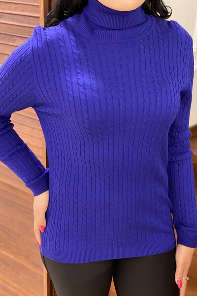 En-gros Tricotaj pentru femei Pulover Turtleneck Păr tricotat De bază - 15224 | KAZEE - Thumbnail