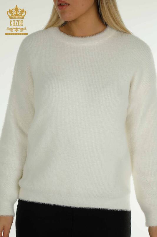 Tricotaj cu ridicata pentru femei Pulover - Maneca lunga - Alb - 30775 | KAZEE