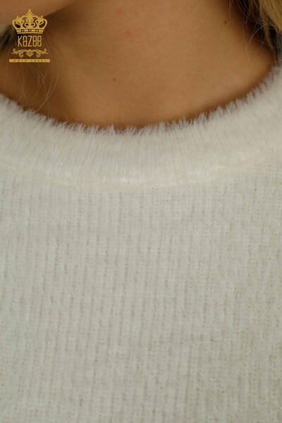 Tricotaj cu ridicata pentru femei Pulover - Maneca lunga - Alb - 30775 | KAZEE - Thumbnail (2)