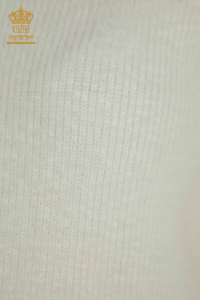 Tricotaj cu ridicata pentru femei Pulover - Maneca lunga - Alb - 30775 | KAZEE - Thumbnail