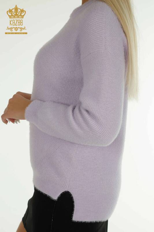 Tricotaj cu ridicata pentru femei Pulover cu mânecă lungă Liliac - 30775 | KAZEE
