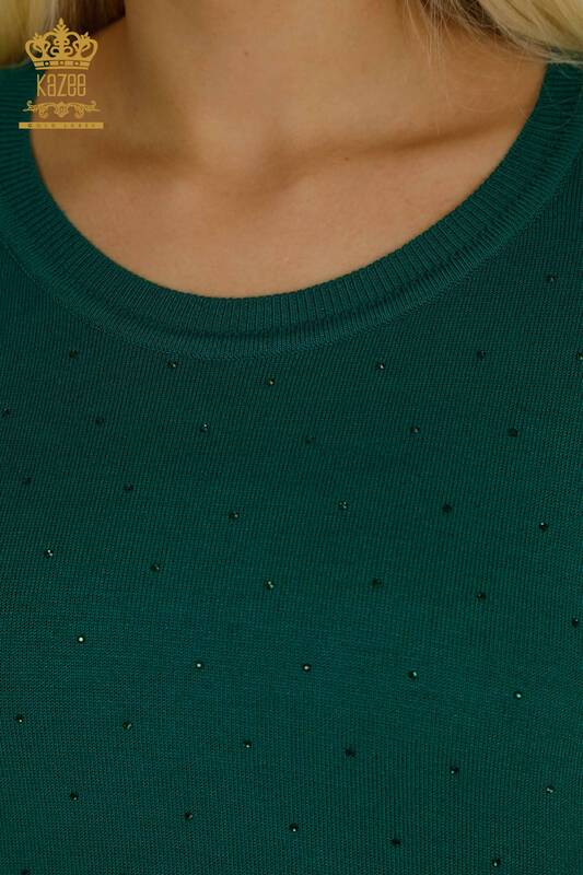 Tricotaj de damă cu ridicata Pulover cu mânecă lungă - Verde - 30624 | KAZEE