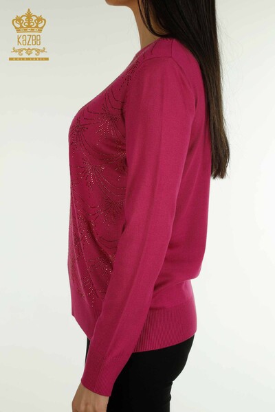 Tricotaj de damă cu ridicata Pulover Cu Mânecă lungă violet - 30635 | KAZEE - Thumbnail