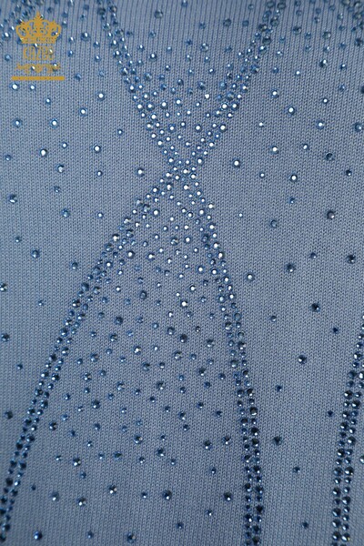 Pulover de tricotaj de damă cu ridicata - model american - albastru - 30686 | KAZEE - Thumbnail