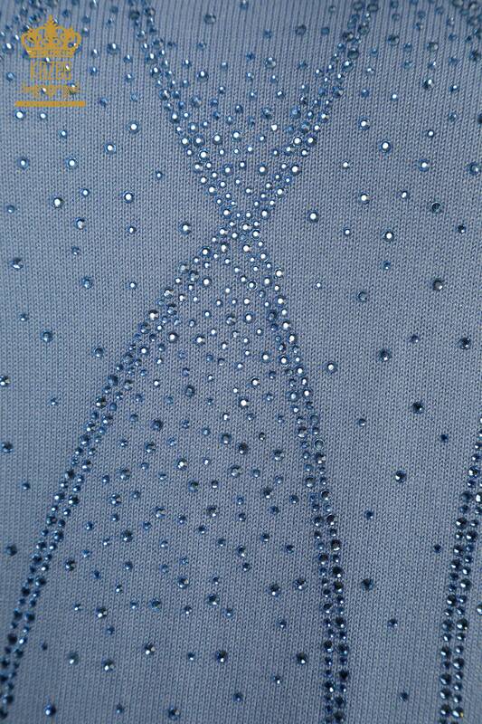 Pulover de tricotaj de damă cu ridicata - model american - albastru - 30686 | KAZEE