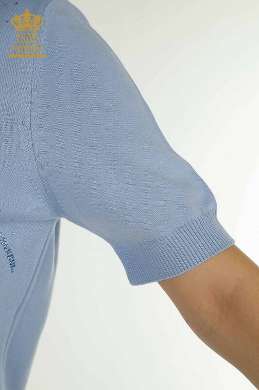 Pulover de tricotaj de damă cu ridicata - model american - albastru - 30686 | KAZEE