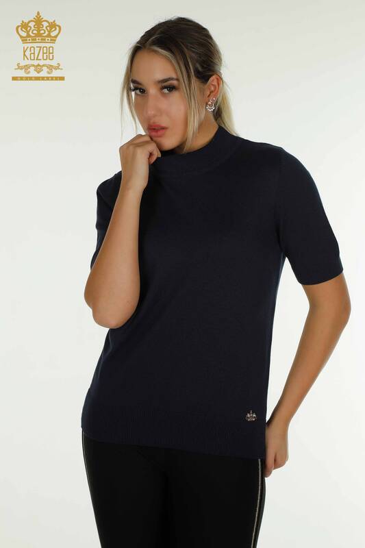 Pulover de tricotaj de damă cu ridicata - Model american - bleumarin - 14541 | KAZEE