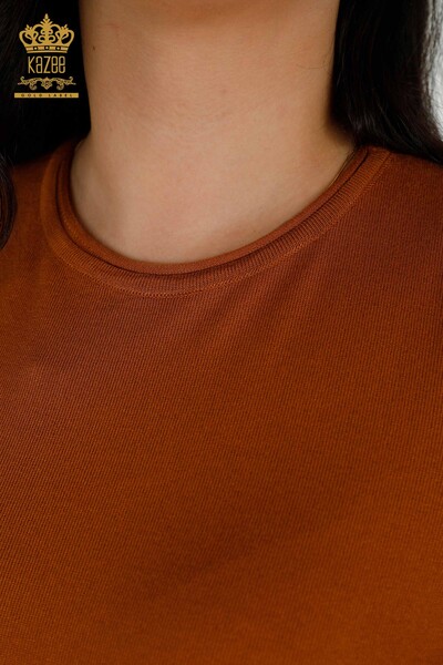 Pulover de tricotaje de dama cu ridicata - Basic - Model american - Maronie - 16271| KAZEE - Thumbnail