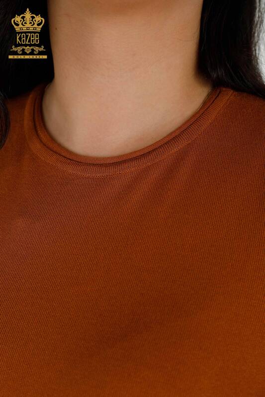Pulover de tricotaje de dama cu ridicata - Basic - Model american - Maronie - 16271| KAZEE