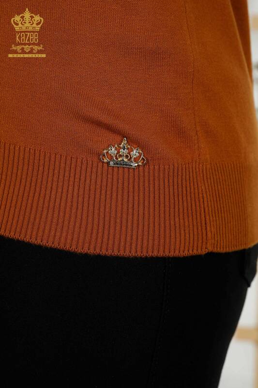 Pulover de tricotaje de dama cu ridicata - Basic - Model american - Maronie - 16271| KAZEE