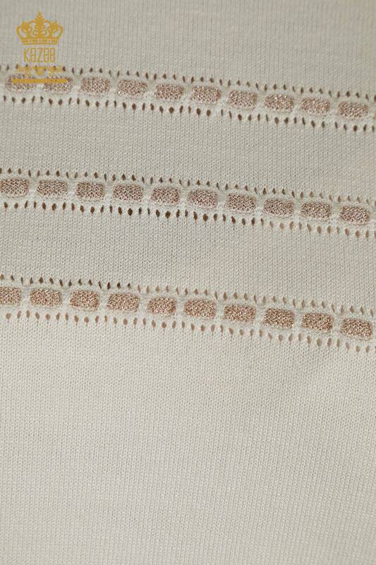 Pulover de tricotaj de damă cu ridicata - Model american - Ecru - 30352 | KAZEE