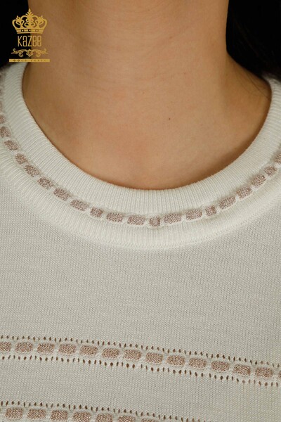 Pulover de tricotaj de damă cu ridicata - Model american - Ecru - 30352 | KAZEE - Thumbnail