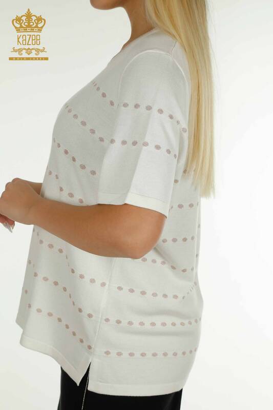 Pulover de tricotaj de dama cu ridicata - Model american - Ecru - 30794 | KAZEE