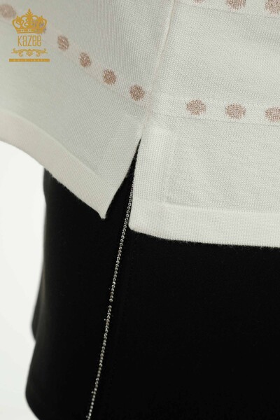 Pulover de tricotaj de dama cu ridicata - Model american - Ecru - 30794 | KAZEE - Thumbnail