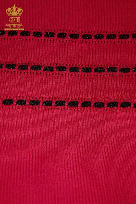 Pulover de tricotaj pentru damă cu ridicata - American Model - Fuchsia - 30352 | KAZEE