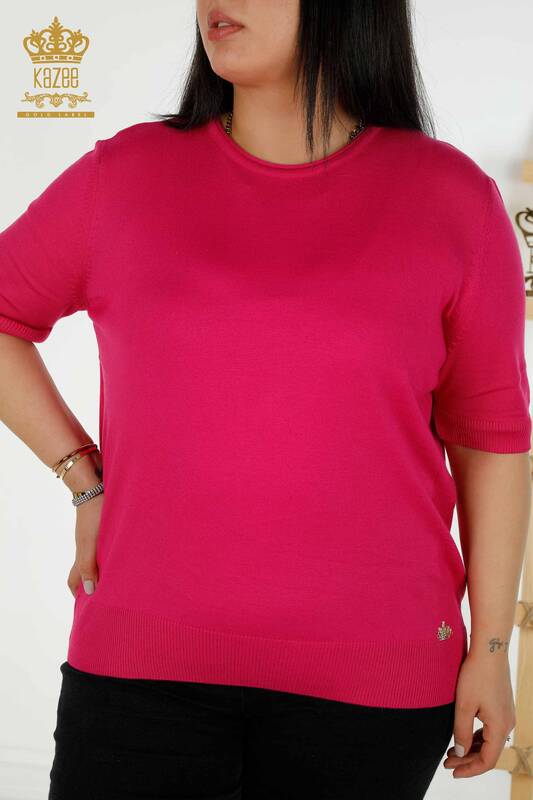 Pulover de tricotaj pentru damă - American Model - Fuchsia - 30443 | KAZEE