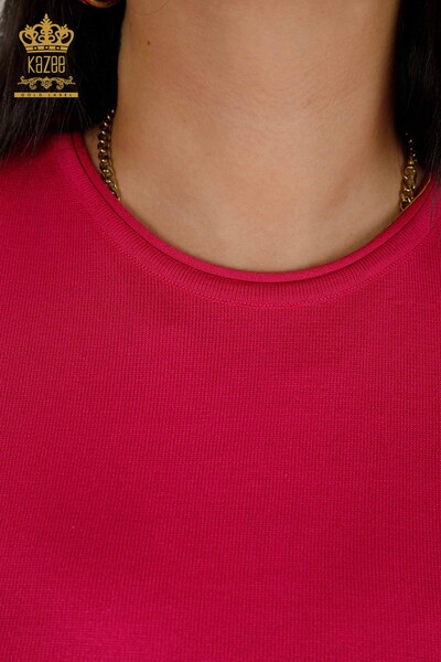 Pulover de tricotaj pentru damă - American Model - Fuchsia - 30443 | KAZEE - Thumbnail