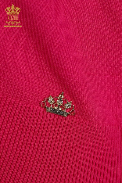 Pulover de tricotaj pentru damă - American Model - Fuchsia - 30443 | KAZEE - Thumbnail