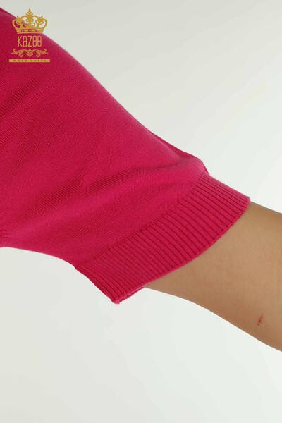 Pulover de tricotaj pentru damă cu ridicata - Model american - Fuchsia - 30686 | KAZEE - Thumbnail
