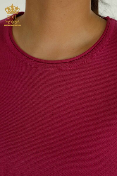 Pulover de tricotaj de damă cu ridicata - Model american - Fuchsia închis - 15943 | KAZEE - Thumbnail