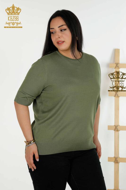 Pulover de tricotaj pentru femei - American Model - Kaki deschis - 30443 | KAZEE