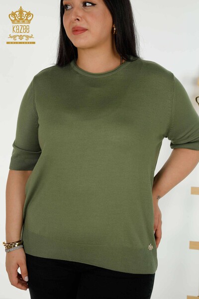 Pulover de tricotaj pentru femei - American Model - Kaki deschis - 30443 | KAZEE - Thumbnail