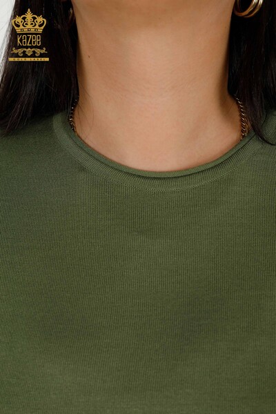 Pulover de tricotaj pentru femei - American Model - Kaki deschis - 30443 | KAZEE - Thumbnail