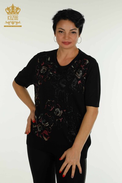 Pulover de tricotaj de damă cu ridicata - model american - negru - 30313 | KAZEE - Thumbnail