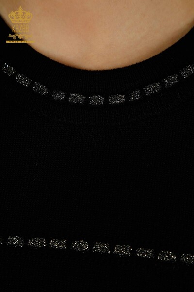 Pulover de tricotaj de damă cu ridicata - American model - negru - 30352 | KAZEE - Thumbnail