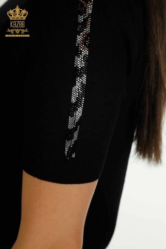 Pulover de tricotaj de damă cu ridicata - American model - negru - 30753 | KAZEE