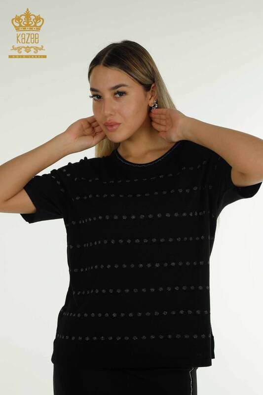 Pulover de tricotaj de damă cu ridicata - model american - negru - 30794 | KAZEE