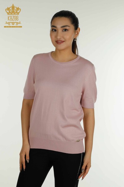 Pulover de tricotaj pentru femei cu ridicata - Model american - Pudra - 15943 | KAZEE - Thumbnail