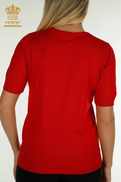 Pulover de tricotaj de damă cu ridicata - model american - roșu - 30335 | KAZEE - Thumbnail