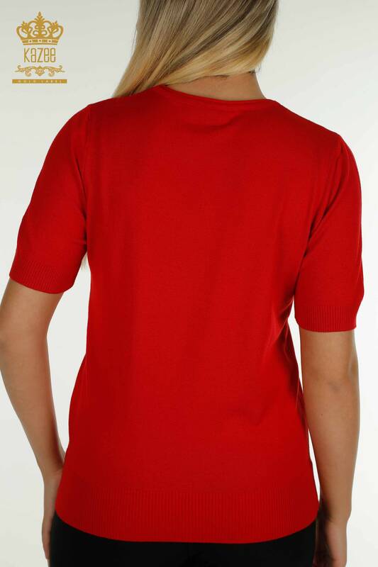 Pulover de tricotaj de damă cu ridicata - model american - roșu - 30335 | KAZEE