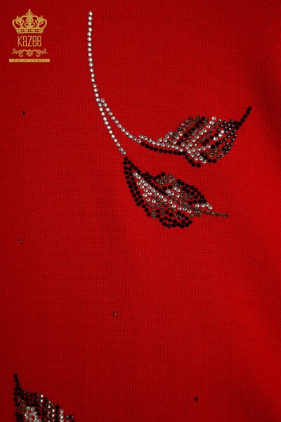 Pulover de tricotaj de damă cu ridicata - model american - roșu - 30649 | KAZEE - Thumbnail