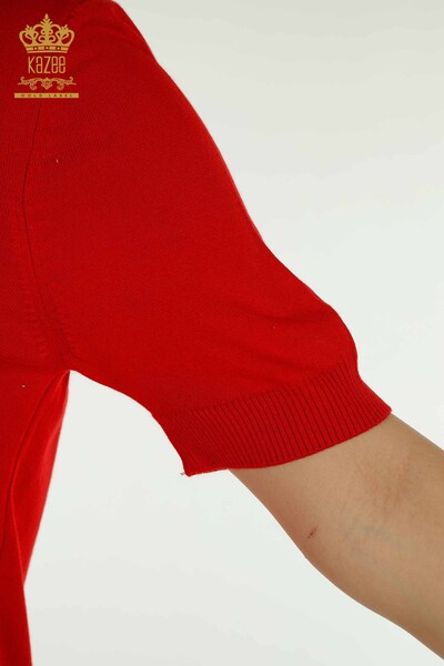 Pulover de tricotaj de damă cu ridicata - model american - roșu - 30649 | KAZEE - Thumbnail