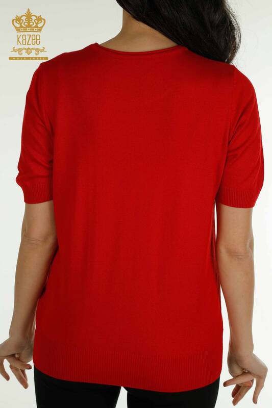 Pulover de tricotaj de damă cu ridicata - model american - roșu - 30649 | KAZEE