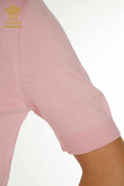 Pulover de tricot de damă cu ridicata - Model american - Roz - 14541 | KAZEE - Thumbnail