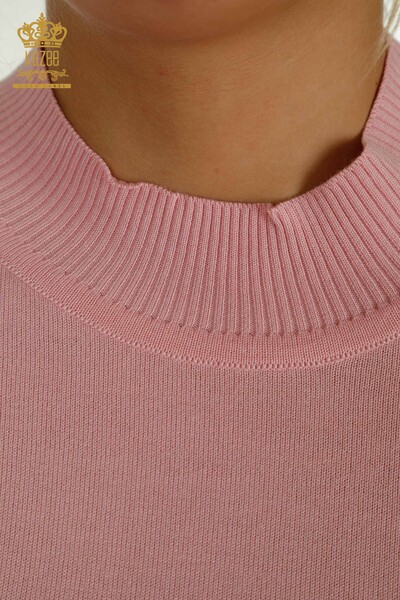 Pulover de tricot de damă cu ridicata - Model american - Roz - 14541 | KAZEE - Thumbnail