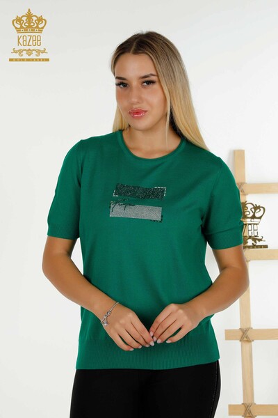 Pulover de tricotaj de damă cu ridicata - American model - verde - 30326 | KAZEE - Thumbnail