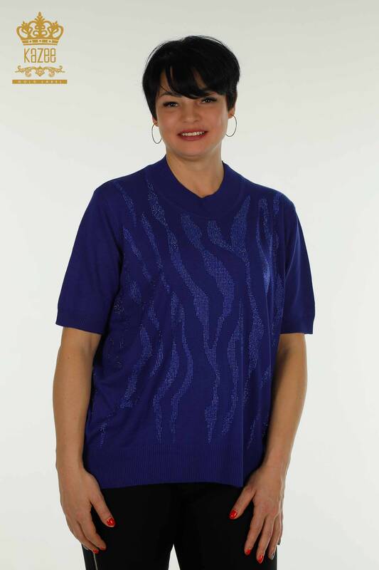 Pulover de tricotaj pentru femei cu ridicata - Guler stand - Saks - 30670 | KAZEE