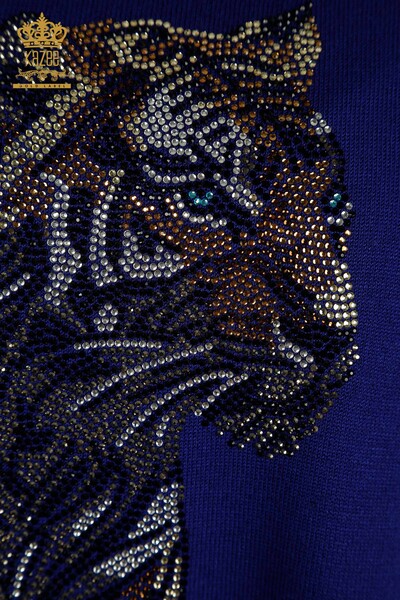 Pulover de tricotaj pentru femei cu ridicata - Tigru Model - Saks - 30746 | KAZEE - Thumbnail