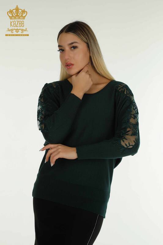Pulover de tricot pentru femei cu ridicata - Tulle Detaliat - Nefti - 15699 | KAZEE