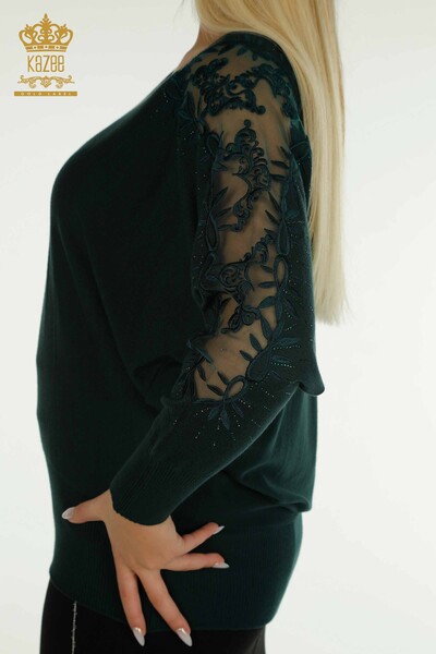 Pulover de tricot pentru femei cu ridicata - Tulle Detaliat - Nefti - 15699 | KAZEE - Thumbnail