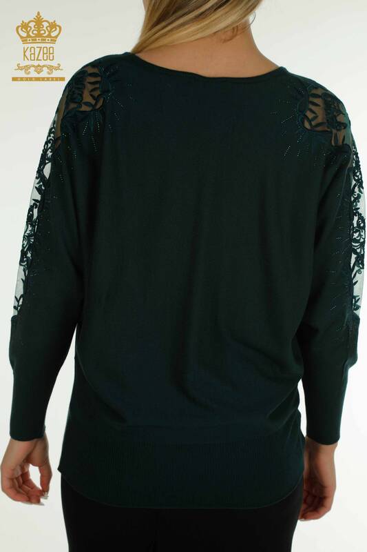 Pulover de tricot pentru femei cu ridicata - Tulle Detaliat - Nefti - 15699 | KAZEE