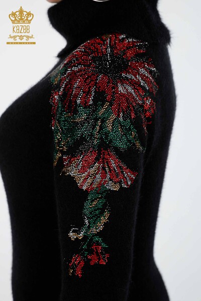 Tricotaj cu ridicata pentru femei Tunica Maneci Angora cu detaliu flori - 18893 | KAZEE - Thumbnail