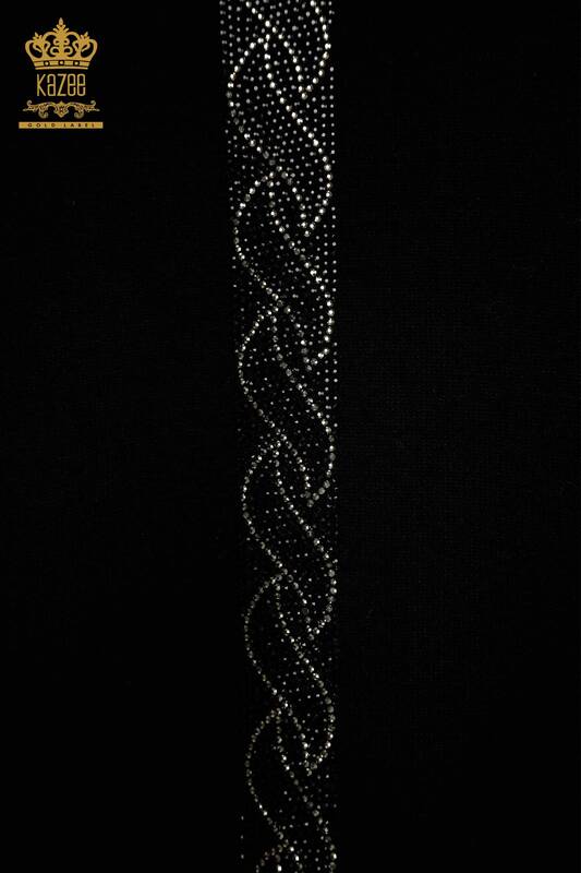 Tricotaj cu ridicata pentru femei Pulover - Buzunar Detaliat - Negru - 30622 | KAZEE