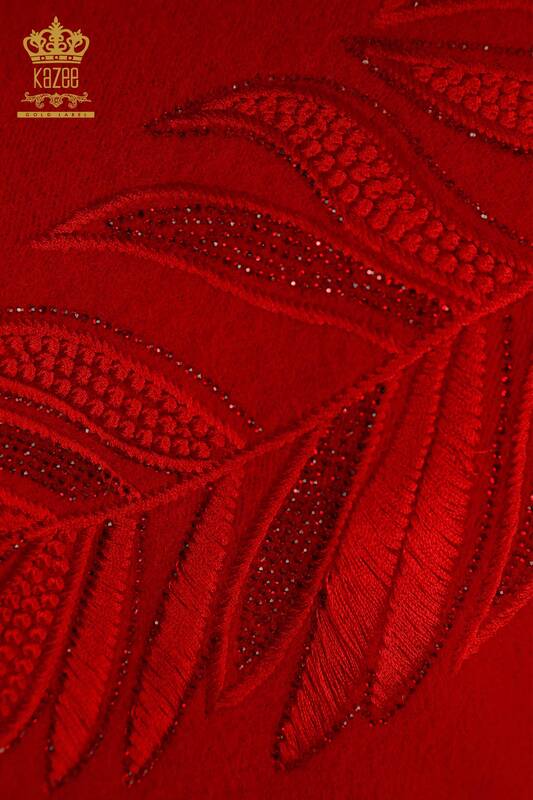 En-gros Tricotaj de damă Pulover - Cu glugă - Angora - Roșu - 40008 | KAZEE